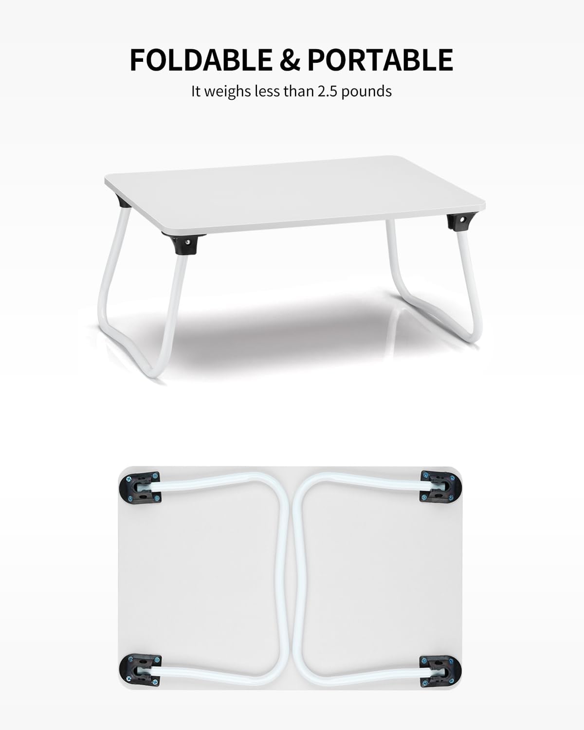 Foldable Lap Desk Laptop Stand Bed Desk Table Tray, Breakfast Serving Tray, Portable & Lightweight Mini Table, Lap Tablet Desk for Sofa Couch Floor - Wood
