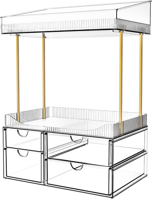 4-Tier Clear Makeup Organizer Bathroom Storage
