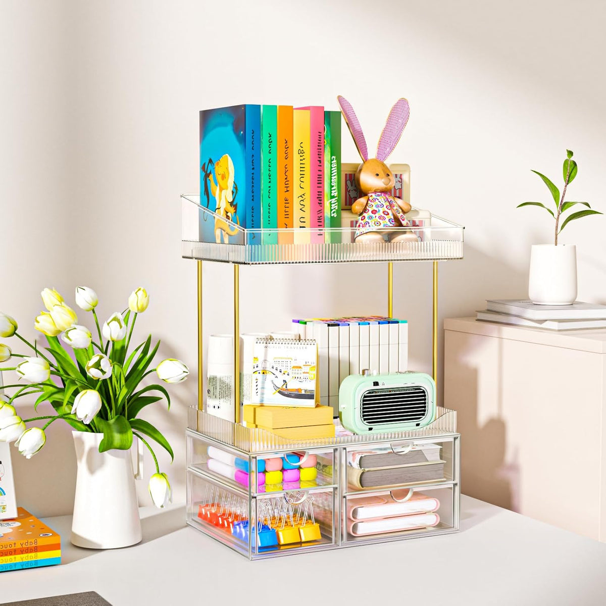4-Tier Clear Makeup Organizer Bathroom Storage