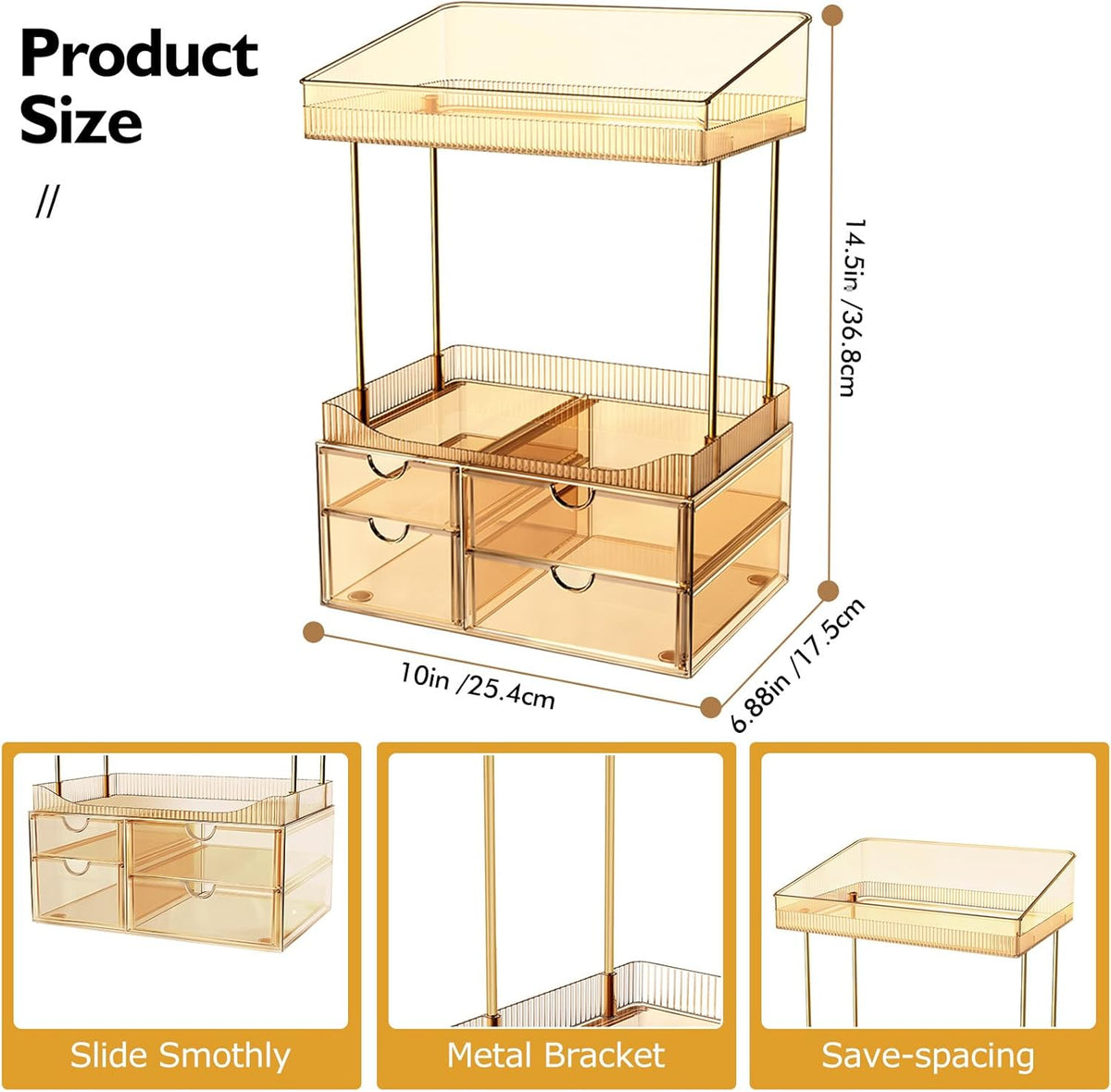 4-Tier Clear Makeup Organizer Bathroom Storage