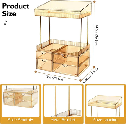 4-Tier Clear Makeup Organizer Bathroom Storage