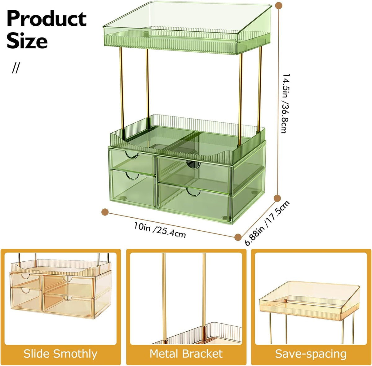 4-Tier Clear Makeup Organizer Bathroom Storage