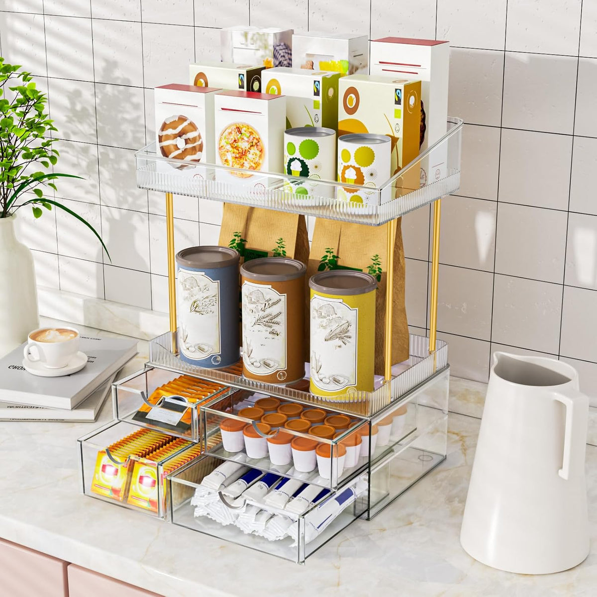 4-Tier Clear Makeup Organizer Bathroom Storage