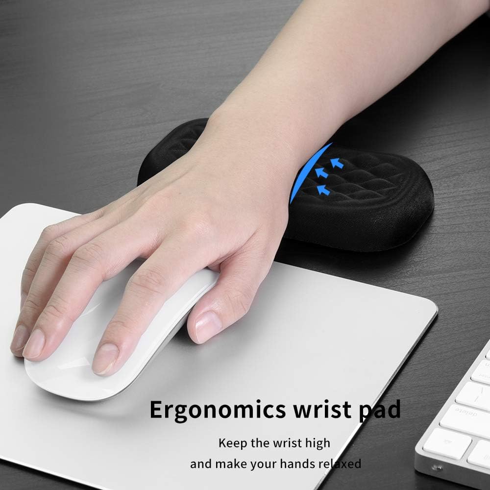 Mouse Wrist Rest Pad, Memory Foam Hand Rest Support Padded for Office, Computer, Laptop, Typing and Wrist Pain Relief and Repair (5.91 inch, Black)