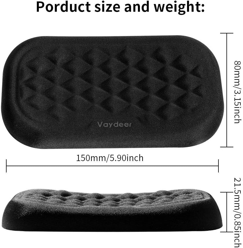 Mouse Wrist Rest Pad, Memory Foam Hand Rest Support Padded for Office, Computer, Laptop, Typing and Wrist Pain Relief and Repair (5.91 inch, Black)
