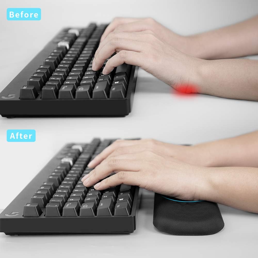 Mouse Wrist Rest Pad, Memory Foam Hand Rest Support Padded for Office, Computer, Laptop, Typing and Wrist Pain Relief and Repair (5.91 inch, Black)