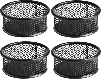 Paper Clip Holder, Paperclip Holders for Desk, Mesh Paper Clip Holder for Desk Binder Wire Mesh Bowls, Paper Clip Dispenser Organizer for Holding Small Parts Office Accessories Black 4 Pack