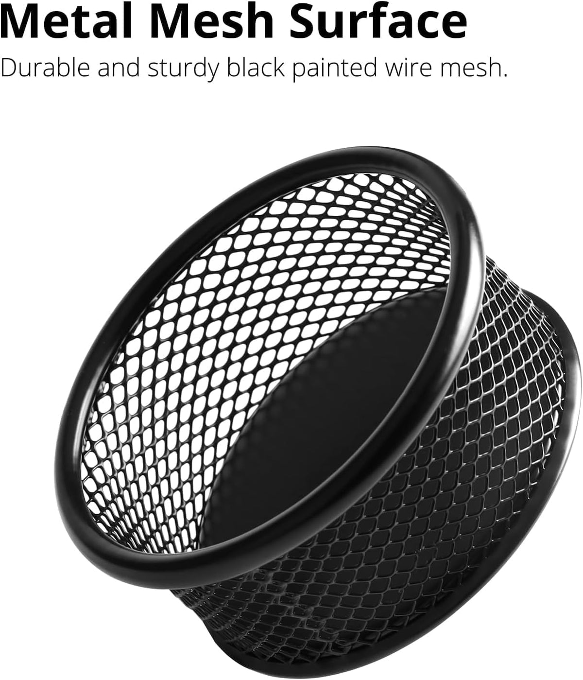 Paper Clip Holder, Paperclip Holders for Desk, Mesh Paper Clip Holder for Desk Binder Wire Mesh Bowls, Paper Clip Dispenser Organizer for Holding Small Parts Office Accessories Black 4 Pack