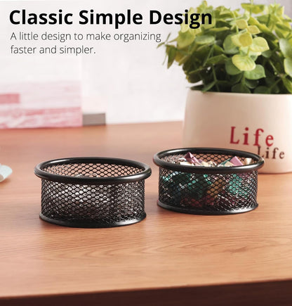 Paper Clip Holder, Paperclip Holders for Desk, Mesh Paper Clip Holder for Desk Binder Wire Mesh Bowls, Paper Clip Dispenser Organizer for Holding Small Parts Office Accessories Black 4 Pack