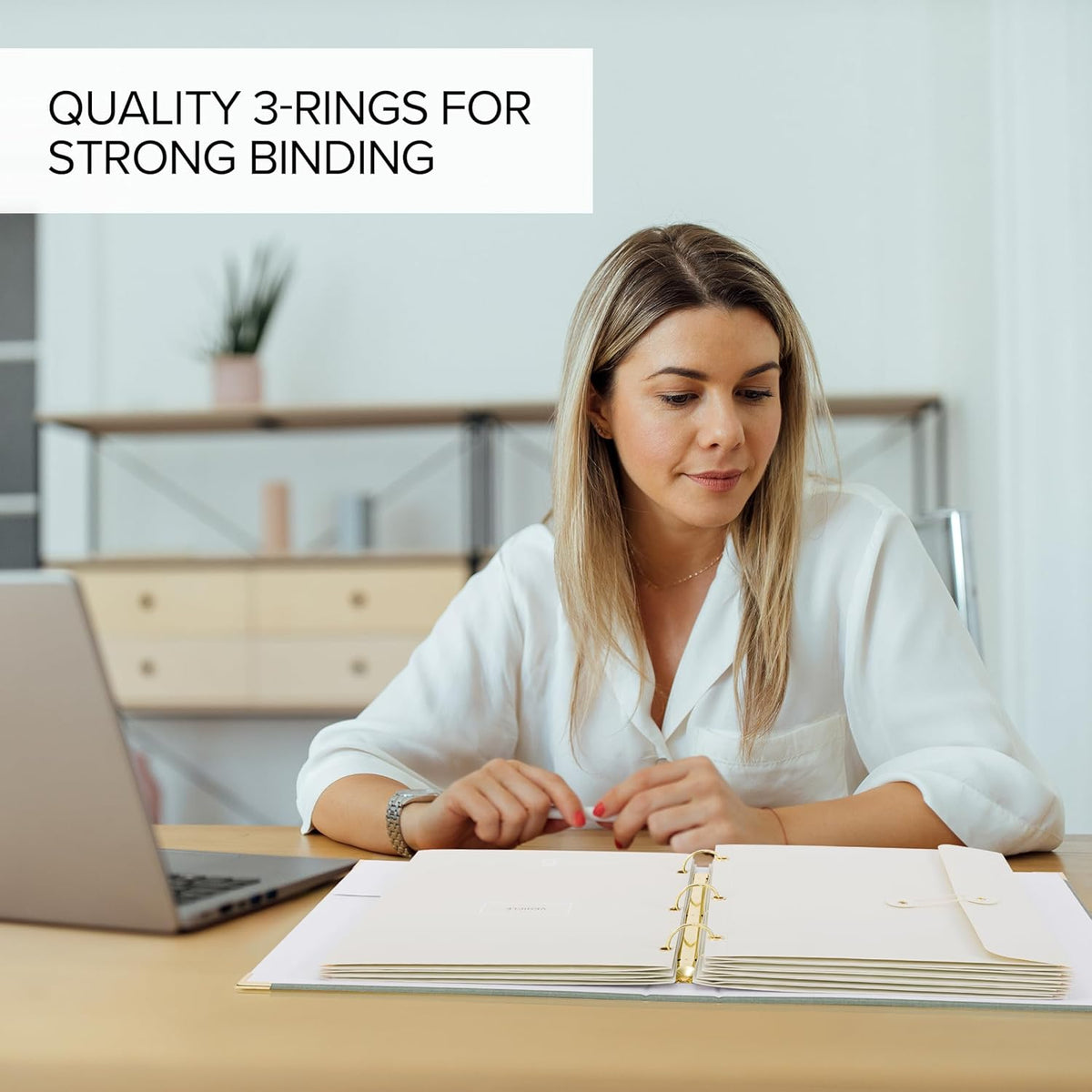 Important Document Organizer Set with Folders - Complete Linen Ring Binder