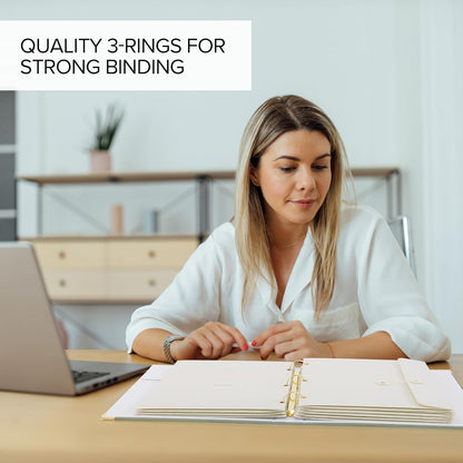 Important Document Organizer Set with Folders - Complete Linen Ring Binder