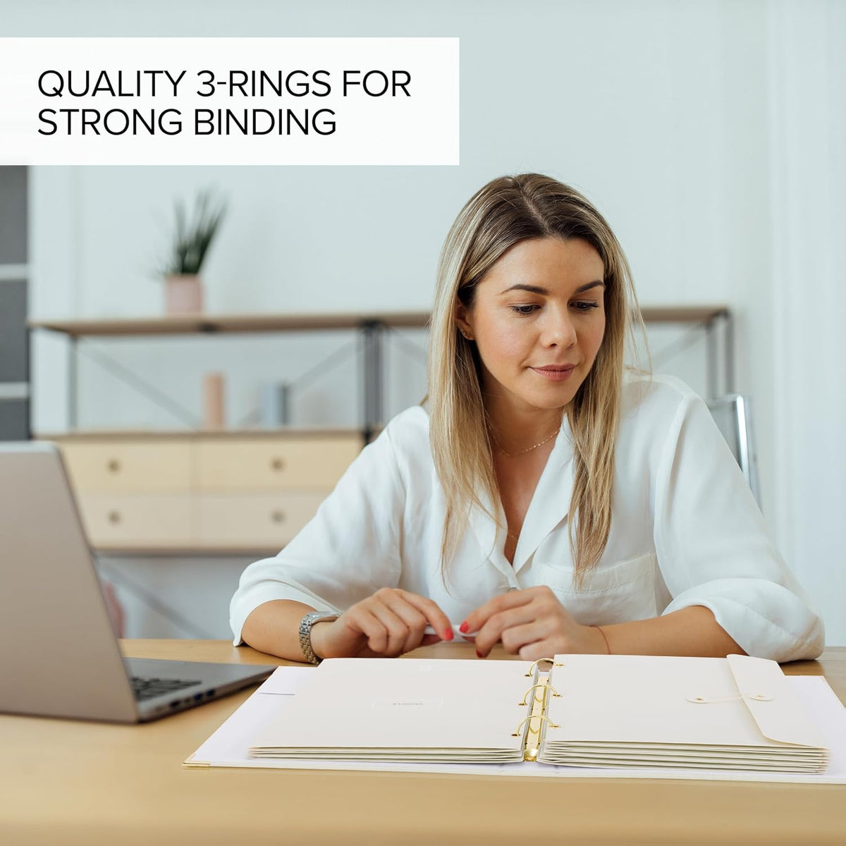 Important Document Organizer Set with Folders - Complete Linen Ring Binder