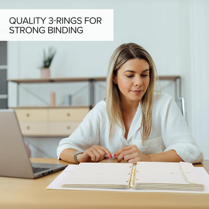 Important Document Organizer Set with Folders - Complete Linen Ring Binder