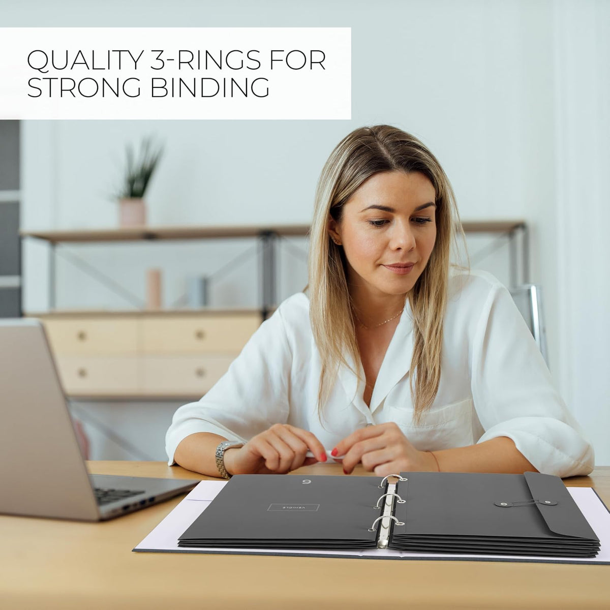Important Document Organizer Set with Folders - Complete Linen Ring Binder