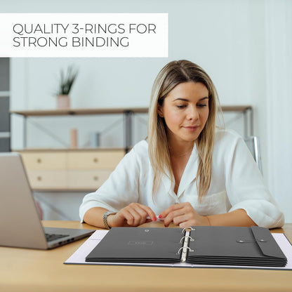 Important Document Organizer Set with Folders - Complete Linen Ring Binder