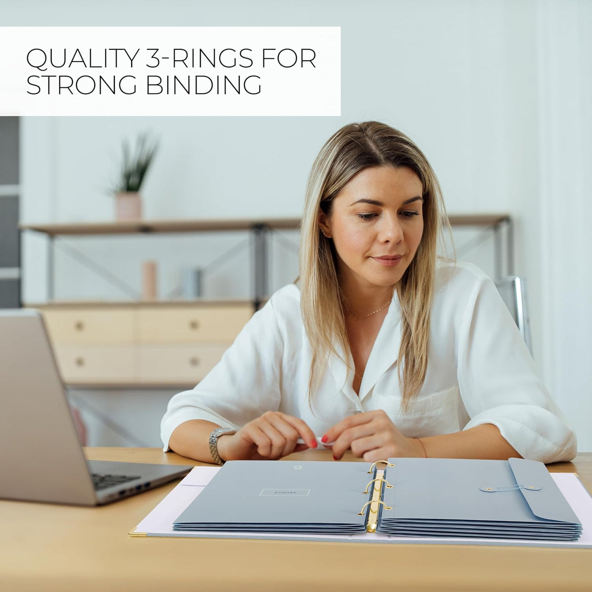 Important Document Organizer Set with Folders - Complete Linen Ring Binder