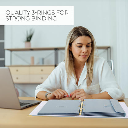 Important Document Organizer Set with Folders - Complete Linen Ring Binder