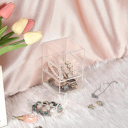 1 Pack Small Acrylic Storage Organizer with Drawers, 3-Layer