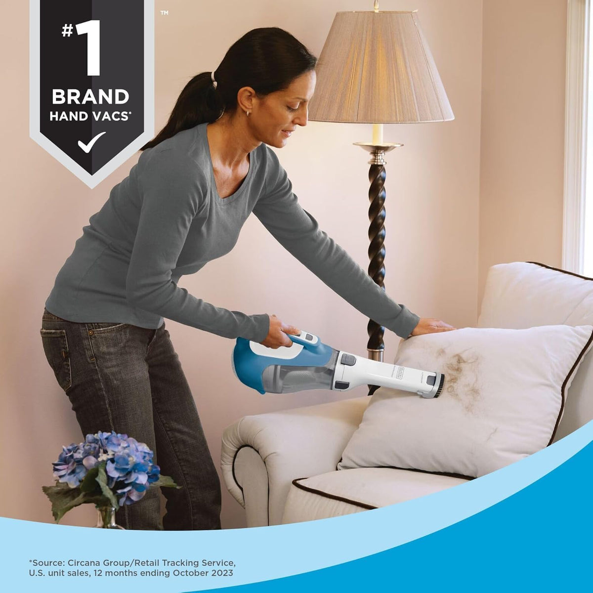 Dustbuster AdvancedClean Handheld Vacuum Cordless, Compact Home and Car Vacuum with Crevice Tool, Rotating Nozzle and Charging Station