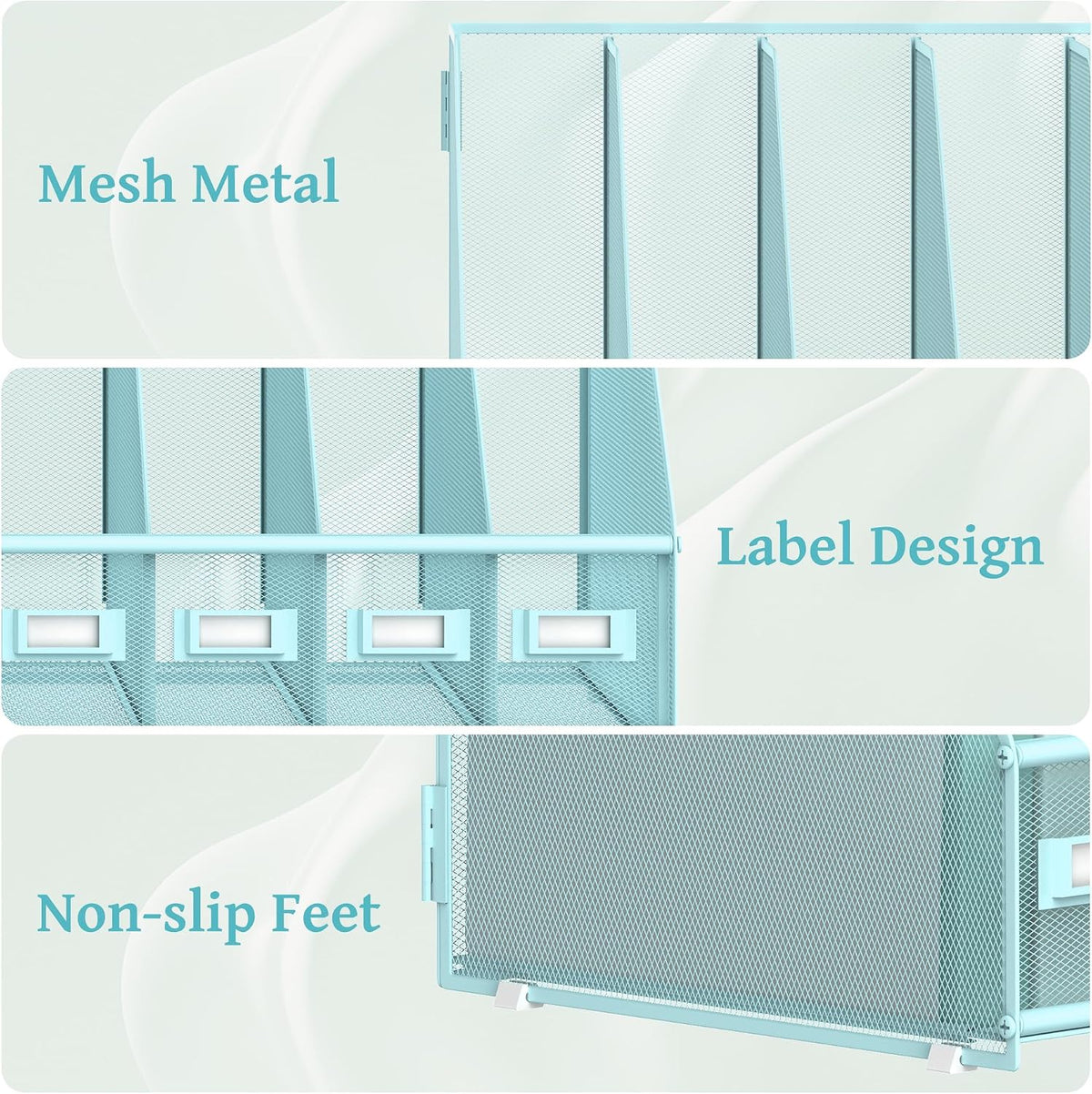 Desk Organizers Metal Desk Magazine File Holder with 5 Vertical Compartments Rack File Organizer for Office Desktop, Classroom, Home Workspace, Black
