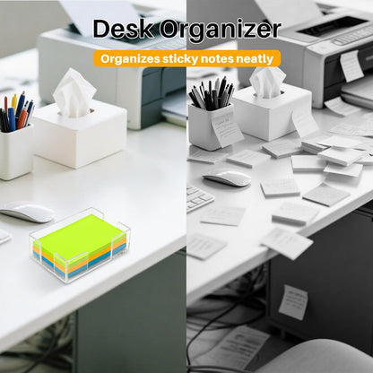 Acrylic Sticky Note Holder, 4x6 Inch Clear Dual Notepad Holder Dispenser with Triple Openings Non-Slip Rubber, Sticky Note Dispenser Memo Holder Case for Desk Office School Supplies(No Pads)