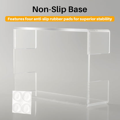 Acrylic Sticky Note Holder, 4x6 Inch Clear Dual Notepad Holder Dispenser with Triple Openings Non-Slip Rubber, Sticky Note Dispenser Memo Holder Case for Desk Office School Supplies(No Pads)