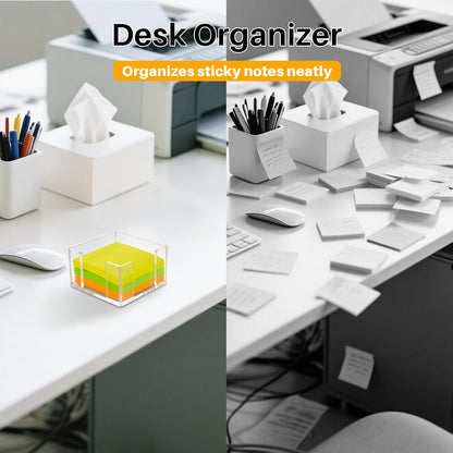 Acrylic Sticky Note Holder, 4x6 Inch Clear Dual Notepad Holder Dispenser with Triple Openings Non-Slip Rubber, Sticky Note Dispenser Memo Holder Case for Desk Office School Supplies(No Pads)