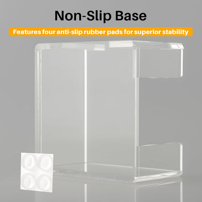 Acrylic Sticky Note Holder, 4x6 Inch Clear Dual Notepad Holder Dispenser with Triple Openings Non-Slip Rubber, Sticky Note Dispenser Memo Holder Case for Desk Office School Supplies(No Pads)