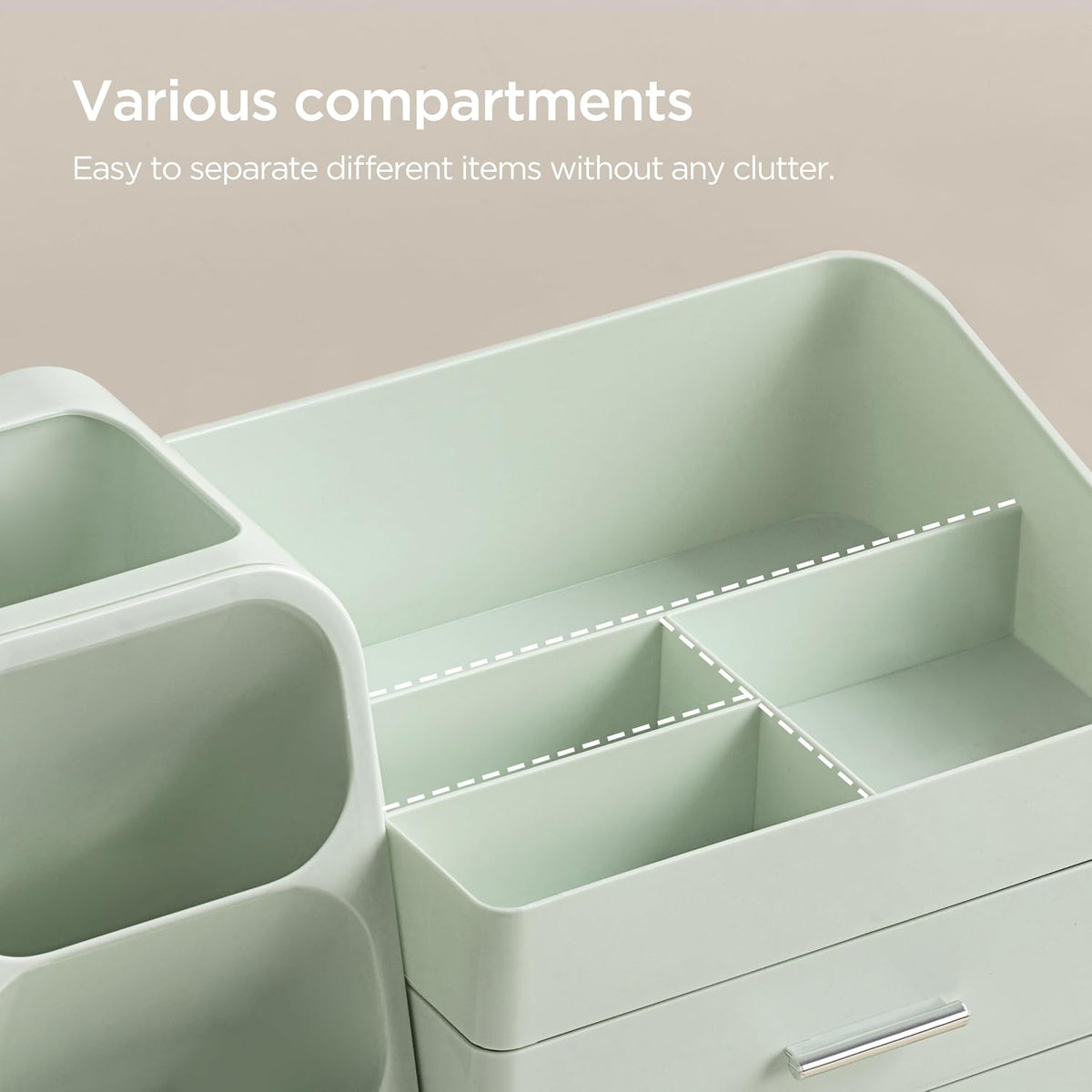 Makeup Organizer with Brush Holder for Vanity, Large Plastic Bathroom Countertop Organizer Skin Care Storage, Easy to Store Lipsticks, Nail Polishes, Perfumes, Eyeshadow Palettes, All White