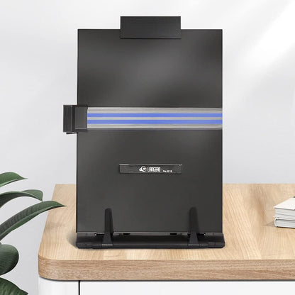 2 Pack Desktop Document Holder Stand with 7 Adjustable Position, Black Metal File Organizer Copyholder for Typing Speech Reading A4 Letter Music Book Tablet Office, with Paper Clip Line Guide
