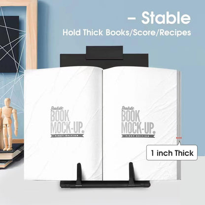 2 Pack Desktop Document Holder Stand with 7 Adjustable Position, Black Metal File Organizer Copyholder for Typing Speech Reading A4 Letter Music Book Tablet Office, with Paper Clip Line Guide