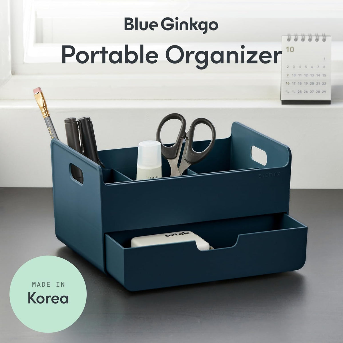 Portable Desk Organizer, Blue, Made in Korea