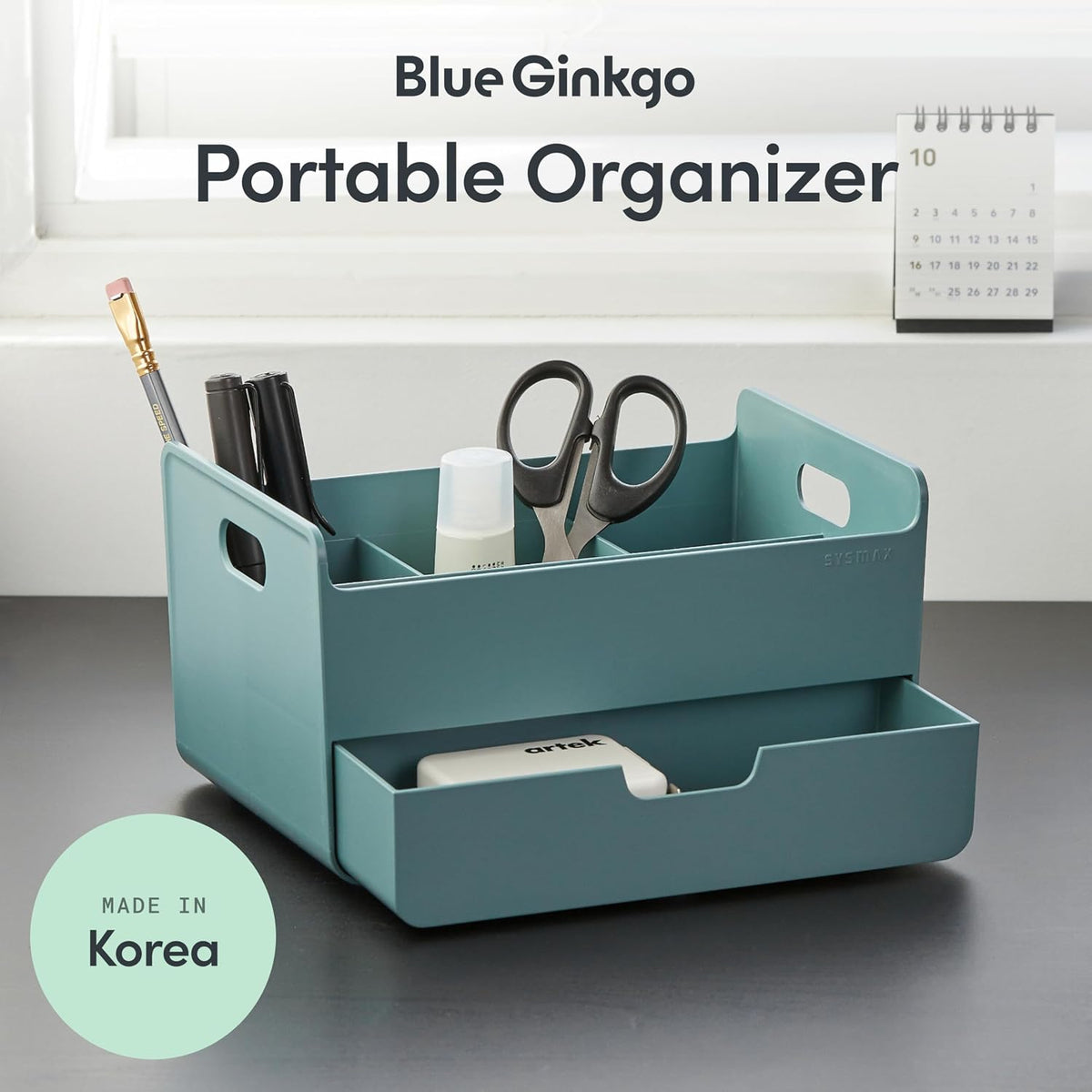 Portable Desk Organizer, Blue, Made in Korea