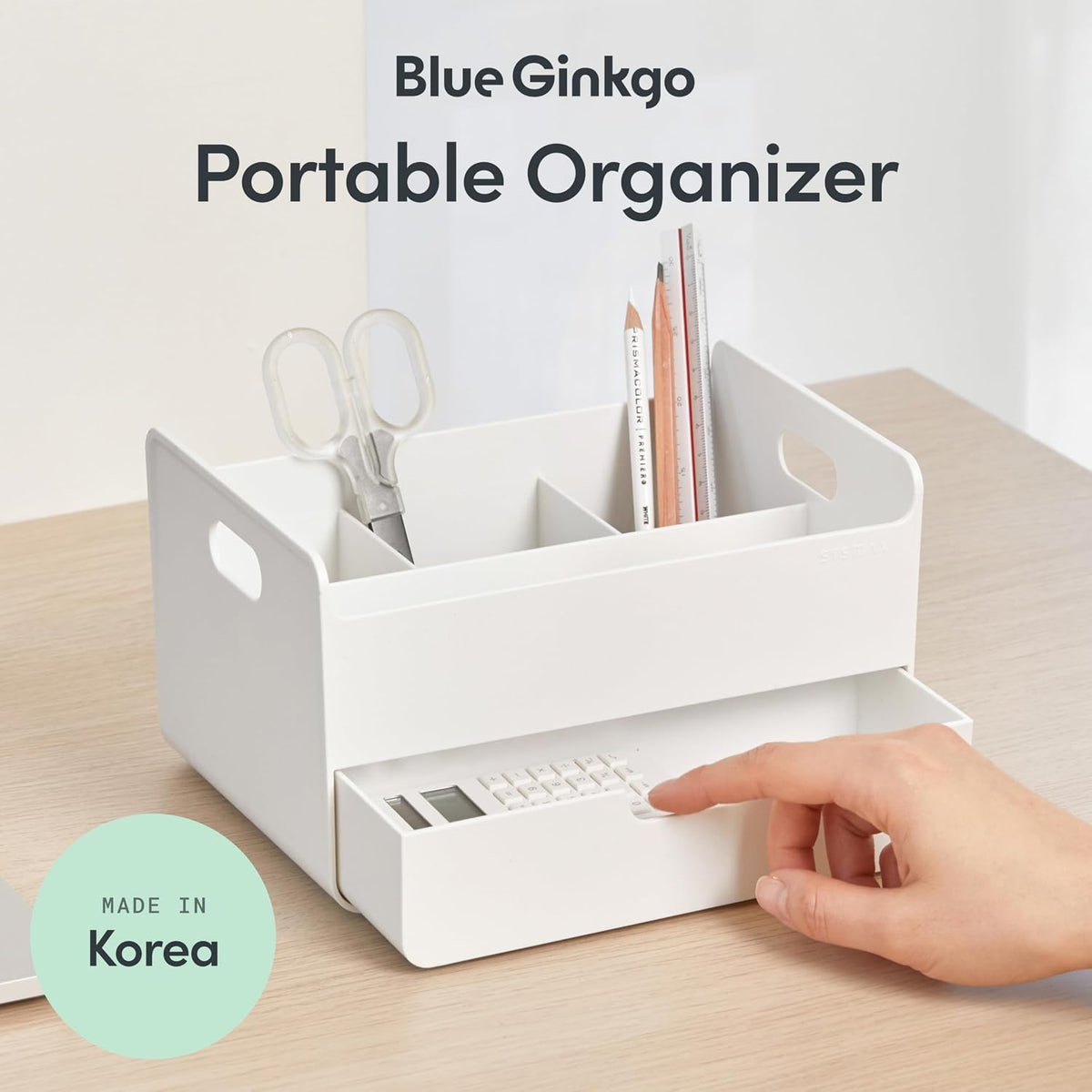 Portable Desk Organizer, Blue, Made in Korea