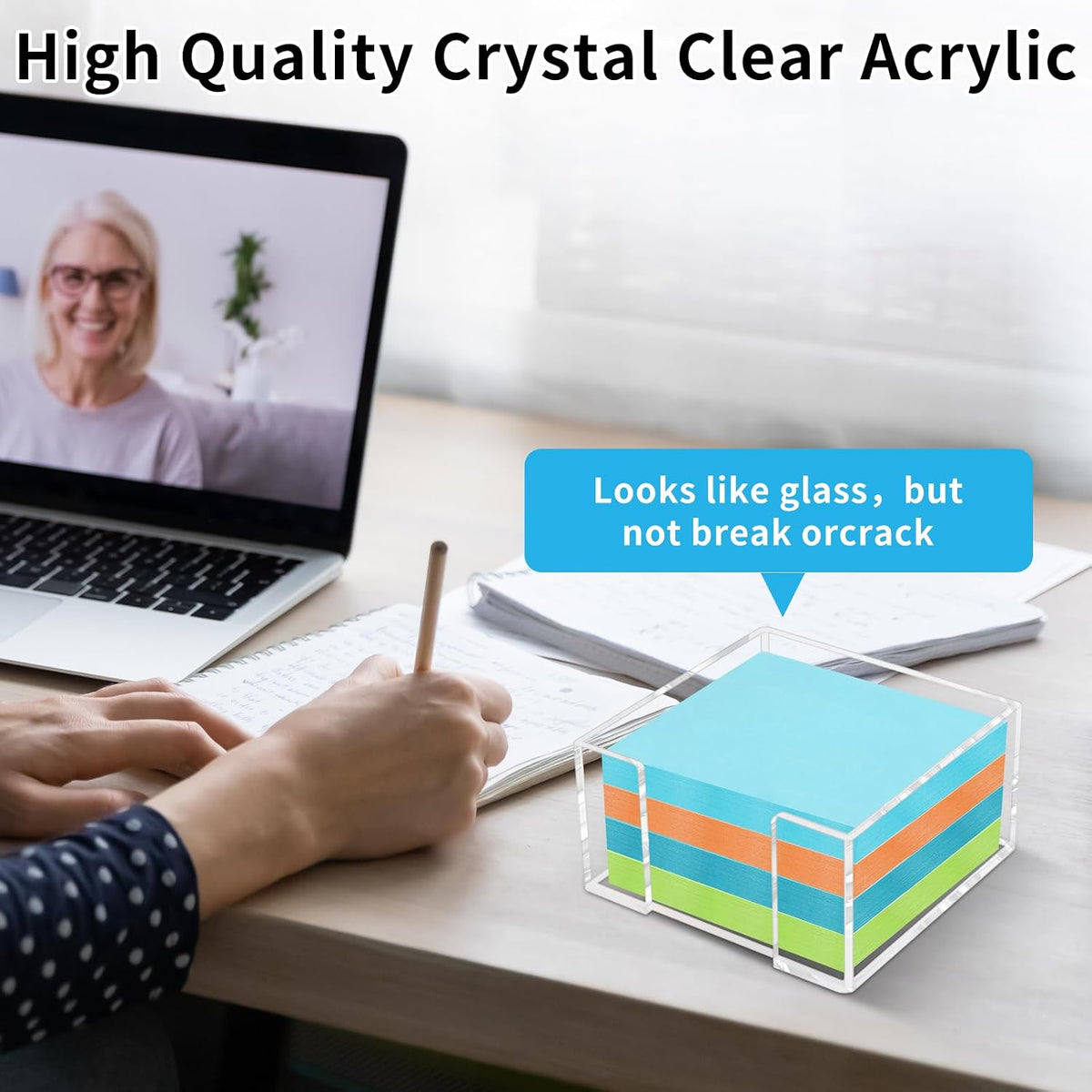 Acrylic Sticky Note Holder, 3 x 3 Inch Post It Note Holde