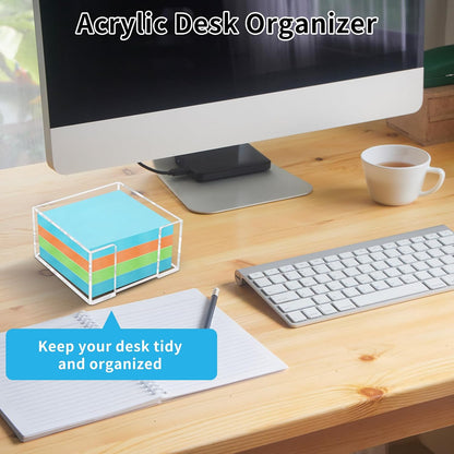 Acrylic Sticky Note Holder, 3 x 3 Inch Post It Note Holde