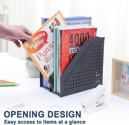 Collapsible Magazine File Holder, 2 Vertical Compartments