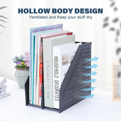 Collapsible Magazine File Holder, 2 Vertical Compartments