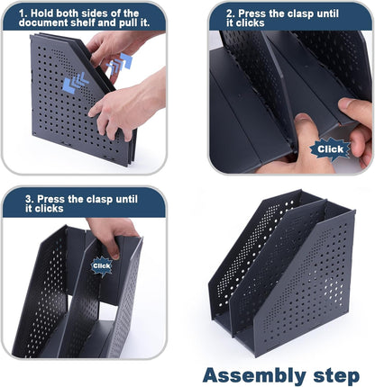 Collapsible Magazine File Holder, 2 Vertical Compartments