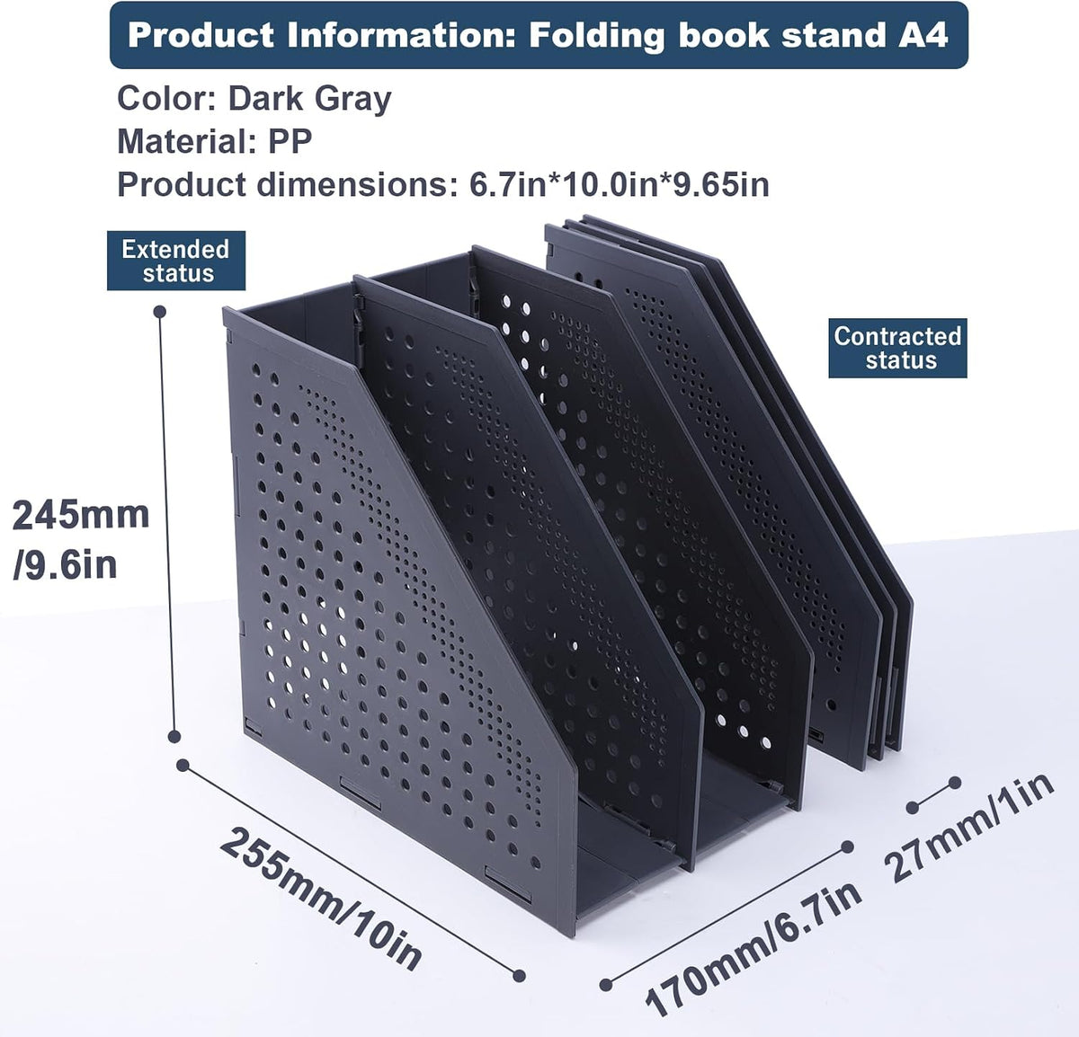 Collapsible Magazine File Holder, 2 Vertical Compartments