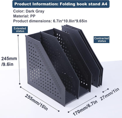 Collapsible Magazine File Holder, 2 Vertical Compartments