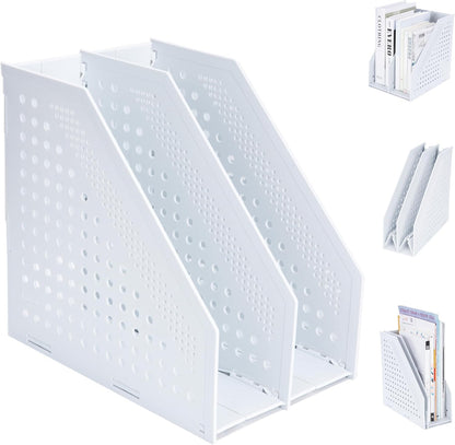 Collapsible Magazine File Holder, 2 Vertical Compartments