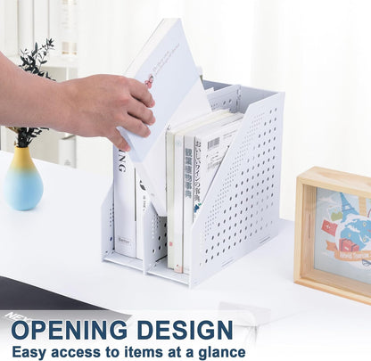 Collapsible Magazine File Holder, 2 Vertical Compartments