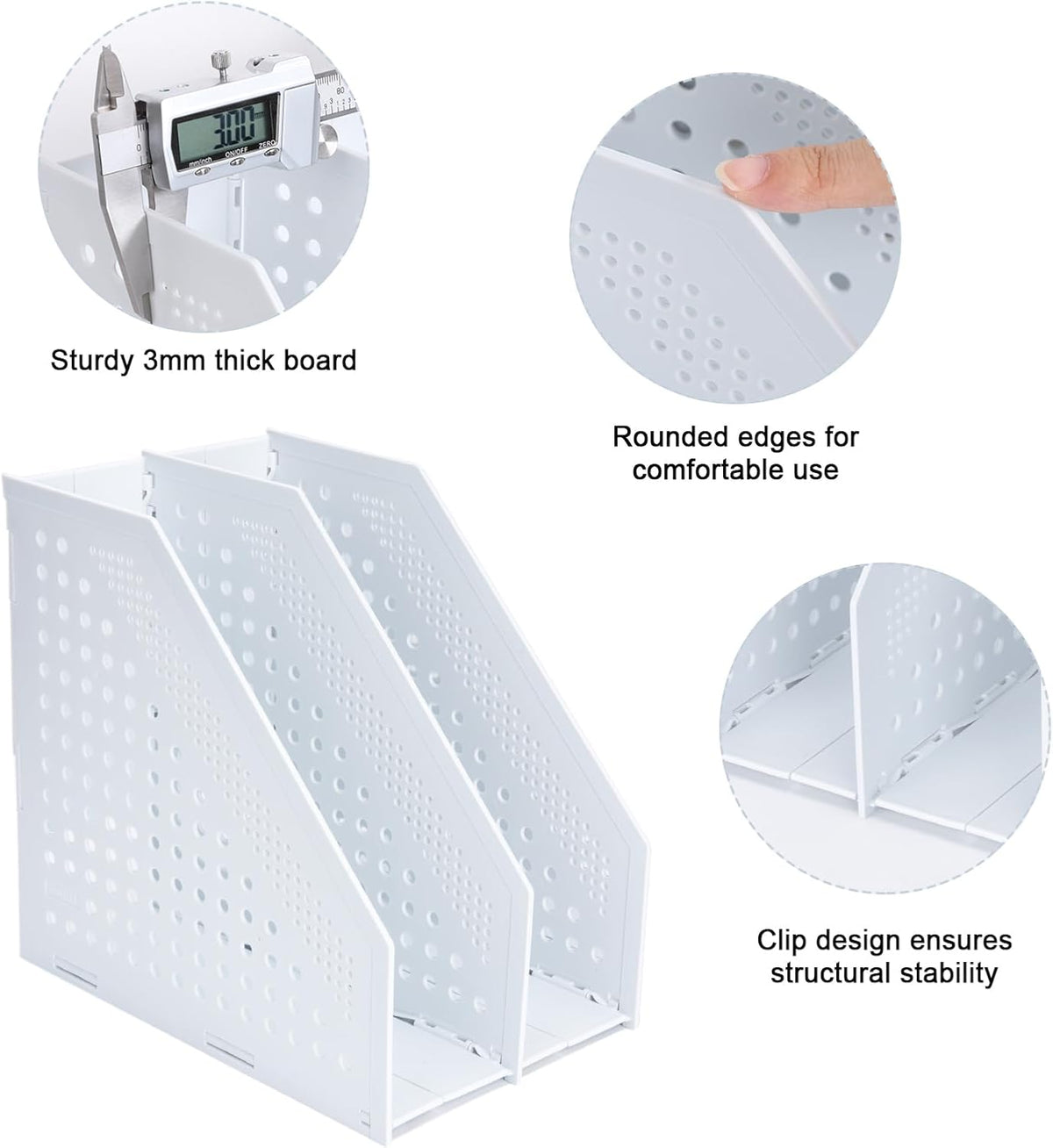 Collapsible Magazine File Holder, 2 Vertical Compartments