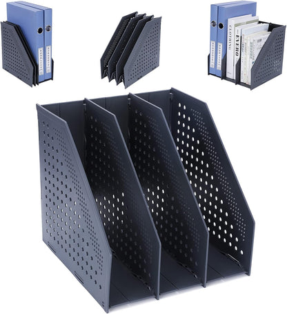 Collapsible Magazine File Holder, 2 Vertical Compartments