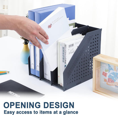 Collapsible Magazine File Holder, 2 Vertical Compartments