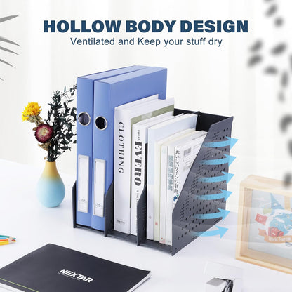 Collapsible Magazine File Holder, 2 Vertical Compartments