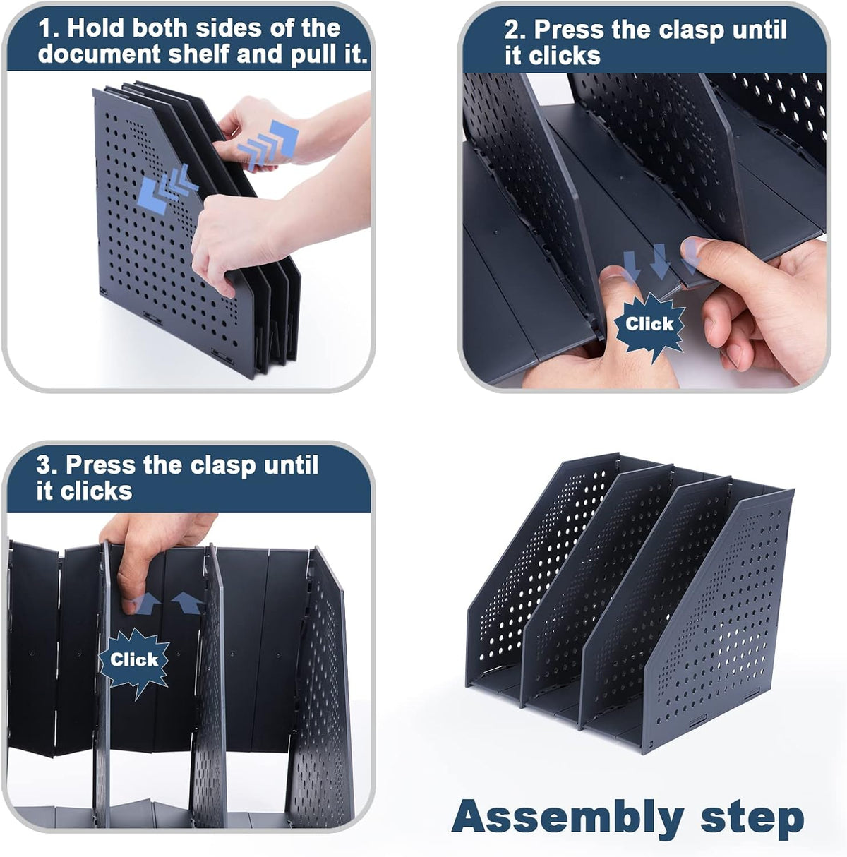 Collapsible Magazine File Holder, 2 Vertical Compartments