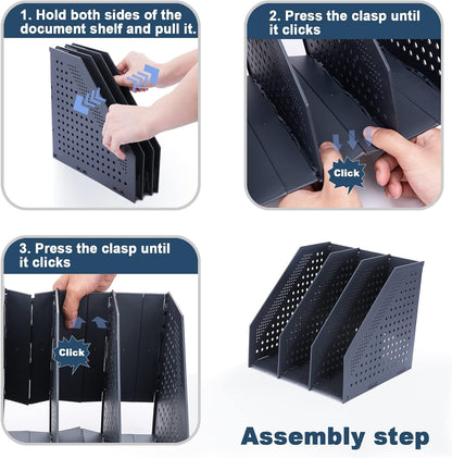 Collapsible Magazine File Holder, 2 Vertical Compartments