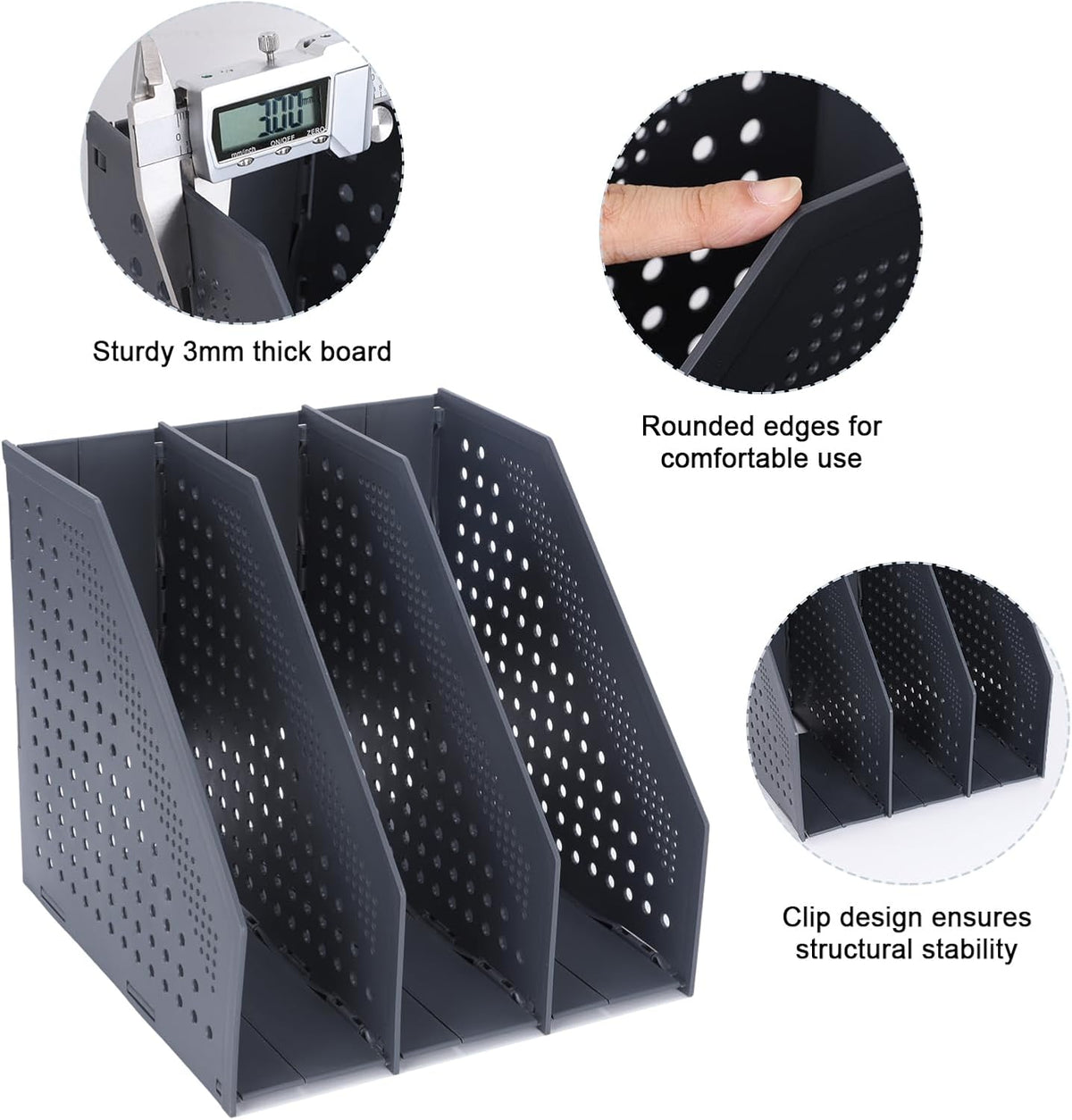 Collapsible Magazine File Holder, 2 Vertical Compartments